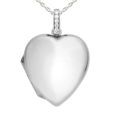 18k White Gold Diamond Heart Locket - Nancy