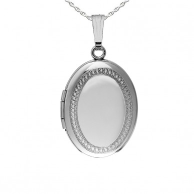 Sterling Silver Hand Engraved Oval Locket - Lizbeth
