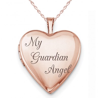 Sterling Silver Rose Gold Plated "My Guardian Angel" Heart Photo Locket