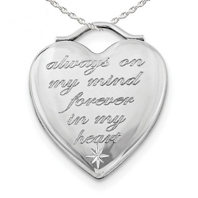 Sterling Silver "Always On My Mind Forever In My Heart" Heart Photo Locket