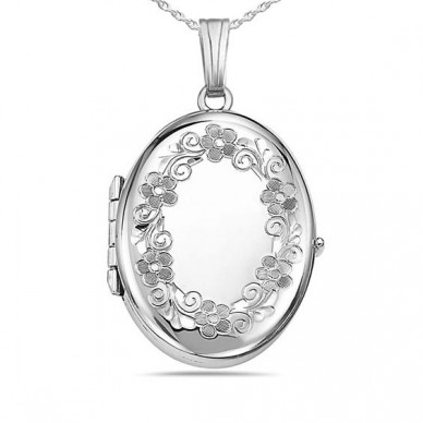 Sterling Silver 4 Picture Floral Oval Locket - Amelia