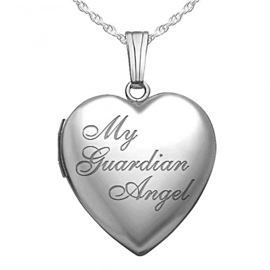 Sterling Silver " My Guardian Angel " Heart Photo Locket