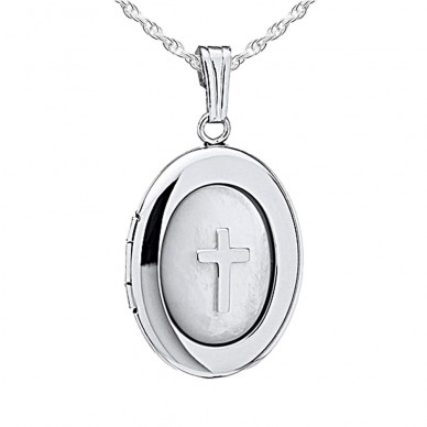 Sterling Silver Mother of Pearl Oval Locket