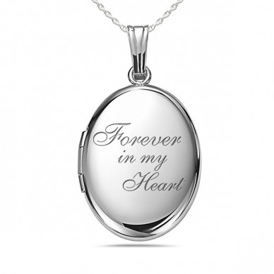 Sterling Silver Forever In My Heart Oval Photo Locket
