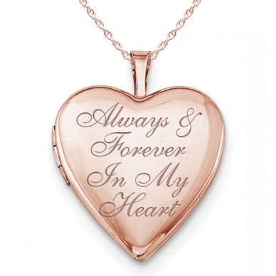 Sterling Silver Rose Gold Plated Always & Forever In My Heart Heart Photo Locket