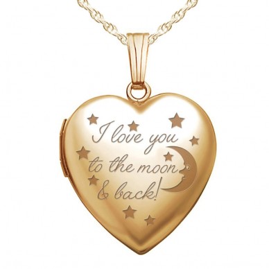 14k Gold Filled "To The Moon & Back" Heart Photo Locket