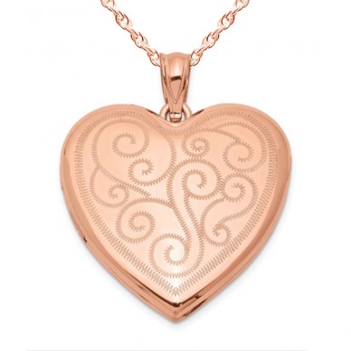 Sterling Silver Rose Gold Plated Classic Heart Photo Locket