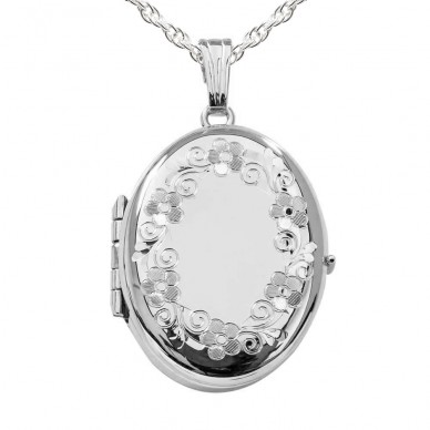 14k White Gold 4 Picture Oval Locket - Amelia