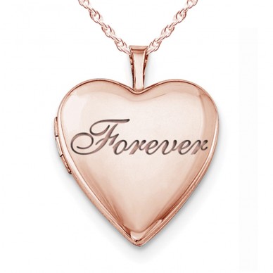 Sterling Silver Rose Gold Plated "Forever" Heart Photo Locket