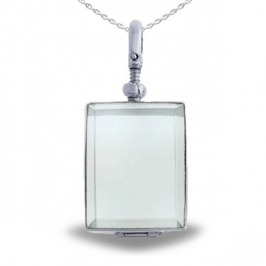 Sterling Silver Rectangle Glass Dome Locket