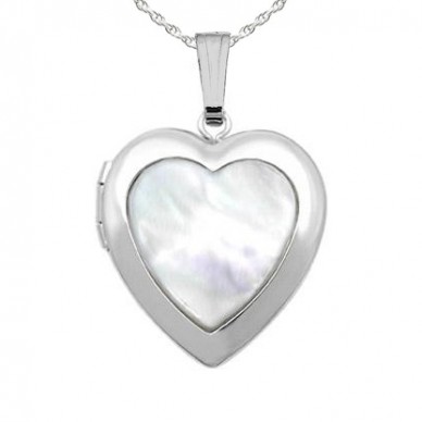 Sterling Silver Mother of Pearl Heart Locket - Shelly