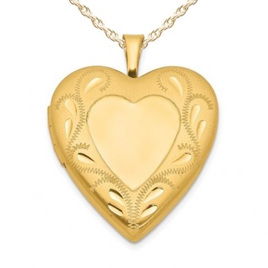 14k Gold Filled Small Heart Floral Heart Photo Locket