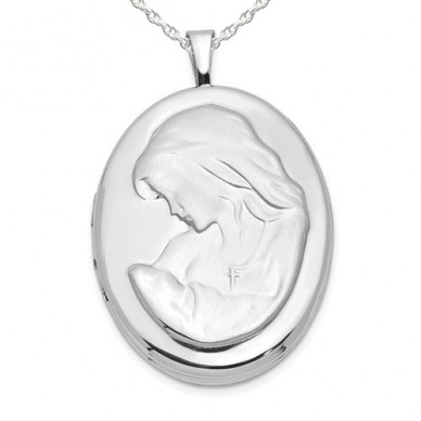 Sterling Silver Mother and Baby Oval Locket