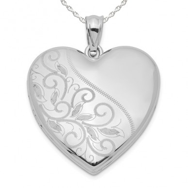 Sterling Silver Floral Heart Photo Locket