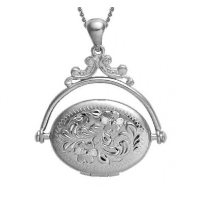 White Gold Floral Oval Locket - Betsy