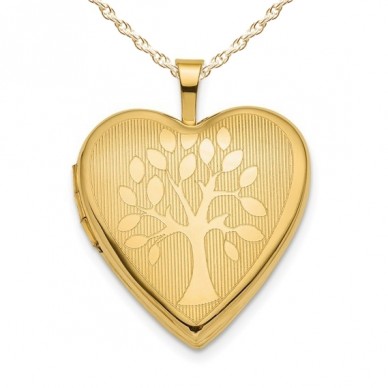 14K Gold Tree Heart Photo Locket