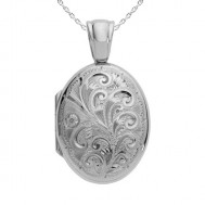 Sterling Silver Premium Weight Floral Oval Locket