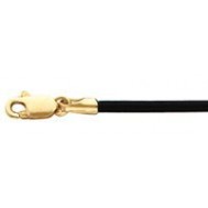 Women's Yellow Gold Thick Black Genuine Leather Chain
