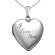 Sterling Silver "I Love You" Heart Photo Locket