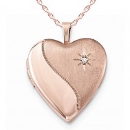 Sterling Silver Rose Gold Plated Heart Photo Locket with Cubic Zirconia