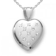 18k White Gold Diamond Heart Locket - Morgan