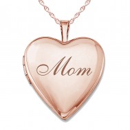 Sterling Silver Rose Gold Plated Mom Heart Photo Locket
