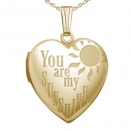 14k Gold Filled "You Are My Sunshine" Heart Photo Locket