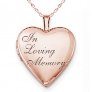 Sterling Silver Rose Gold Plated "In Loving Memory" Heart Photo Locket