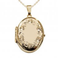  14K Yellow Gold Floral Oval Locket - Amelia