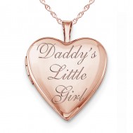 Sterling Silver Rose Gold Plated "Daddy's Little Girl" Heart Photo Locket