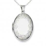 Sterling Silver Floral Oval Photo Locket