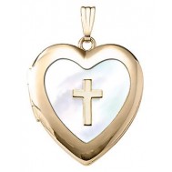 14K Gold Filled Mother of Pearl Heart Locket 