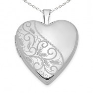 Sterling Silver Floral Heart Photo Locket 