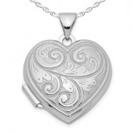 Sterling Silver Floral Heart Photo Locket 