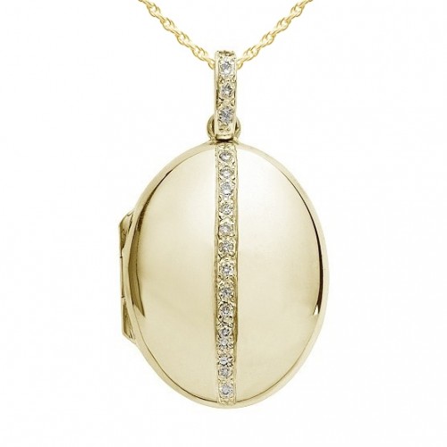 18k Yellow Gold Diamond Oval Locket - Tiffany
