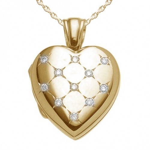 18k Yellow Gold Diamond Heart Locket - Morgan