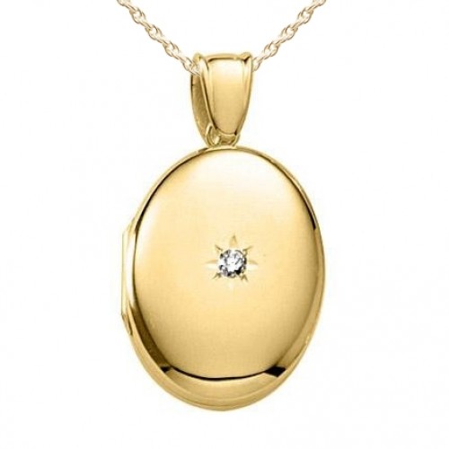 14k Yellow Gold 5/8th Gold Oval Locket - Mary Beth