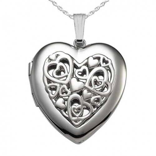 Sterling Silver w/ Punctured Design Heart Locket