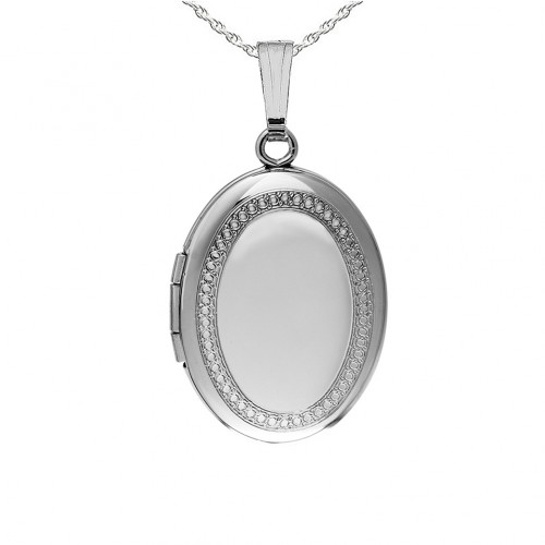 Sterling Silver Hand Engraved Oval Locket - Lizbeth
