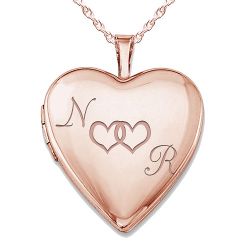 Sterling Silver Rose Gold Plated "Together Forever" Heart Photo Locket