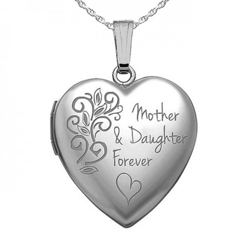 Sterling Silver Mother & Daughter Forever Heart Photo Locket