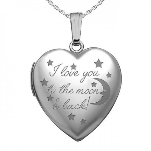 Sterling Silver " To The Moon & Back " Heart Photo Locket