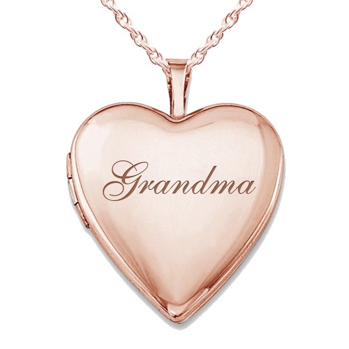 Sterling Silver Rose Gold Plated "Grandma" Heart Photo Locket