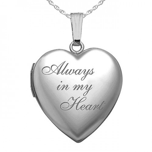 Sterling Silver " Always In My Heart " Heart Photo Locket