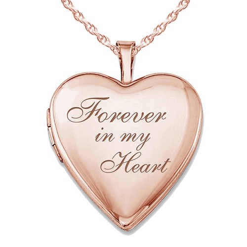 Sterling Silver Rose Gold Plated "Forever In My Heart" Heart Locket