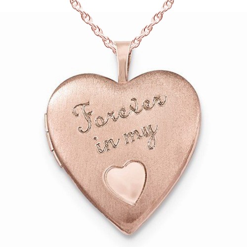 Sterling Silver Rose Gold Plated Forever in my Heart Photo Locket