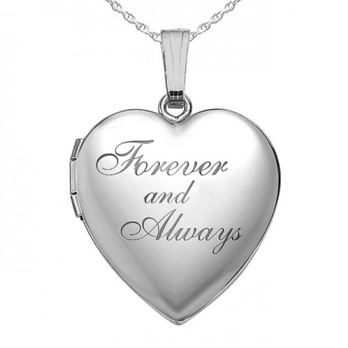 Sterling Silver Forever & Always Heart Photo Locket