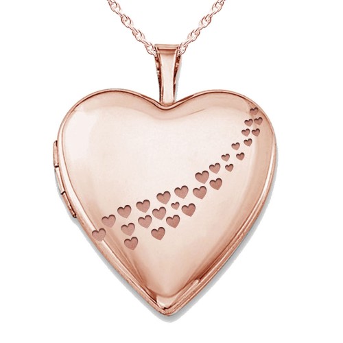 Sterling Silver Rose Gold Plated "Casscade of hearts" Heart Photo Locket