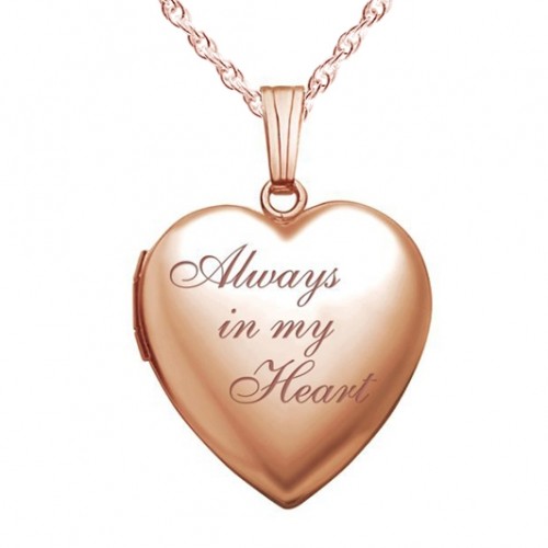 Sterling Silver Rose Gold Plated Always In My Heart Photo Locket