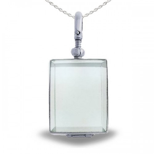 Sterling Silver Rectangle Glass Dome Locket